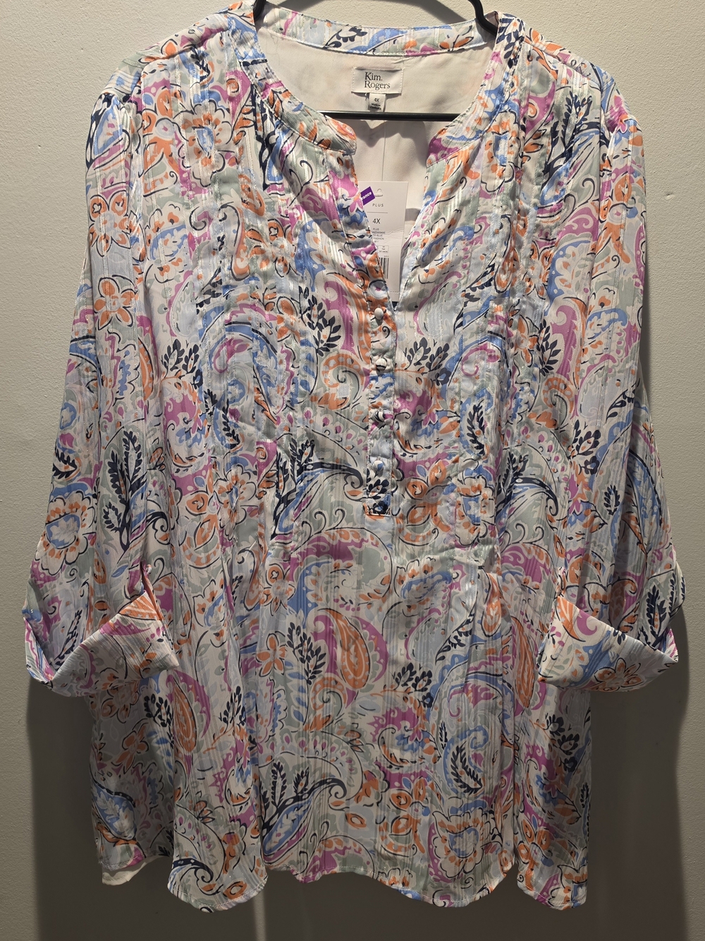 Kim Rogers Multicolor Paisley Roll-Tab Tunic